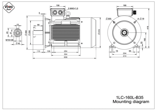 rozmerový výkres elektromotor 1LC 160L B35