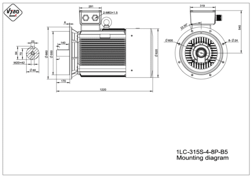 rozmerový výkres elektromotor 1LC 315S B5