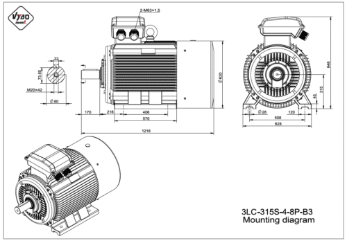 rozmerový výkres elektromotor 3LC 315S B3