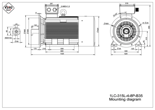 rozmerový výkres elektromotor 3LC 315L B35