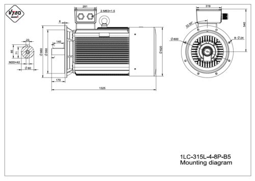 rozmerový výkres elektromotor 3LC 315L B5