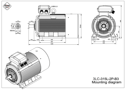 rozmerový výkres elektromotor 3LC 315L B3