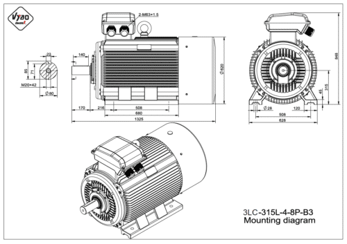 rozmerový výkres elektromotor 3LC 315L B3