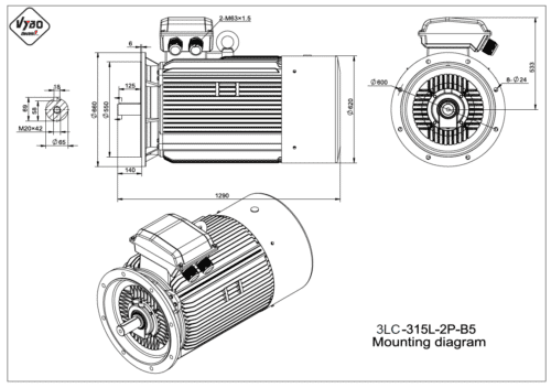 rozmerový výkres elektromotor 3LC 315L B5