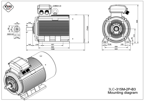 rozmerový výkres elektromotor 3LC 315M B3