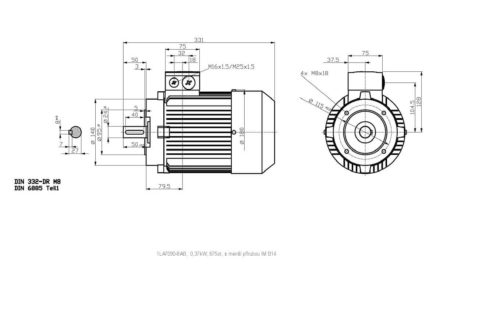 vykres elektromotor Siemens rozmery kW 12