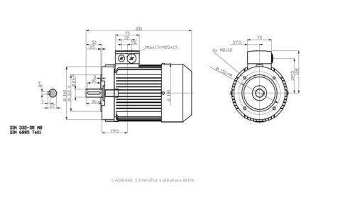 vykres elektromotor Siemens rozmery kW 1