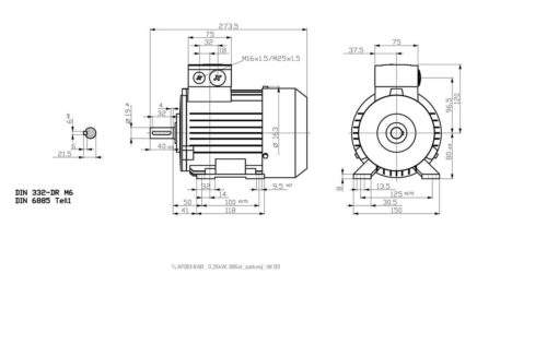 vykres elektromotor Siemens rozmery kW 130