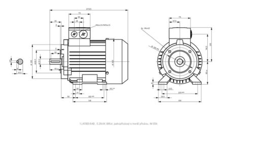 vykres elektromotor Siemens rozmery kW 15