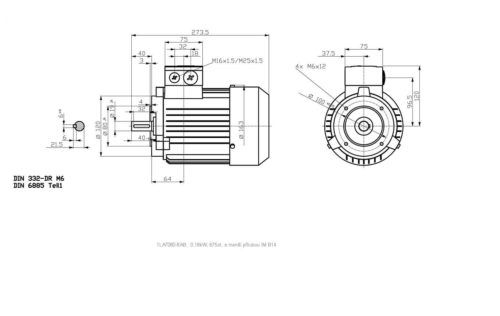 vykres elektromotor Siemens rozmery kW 75