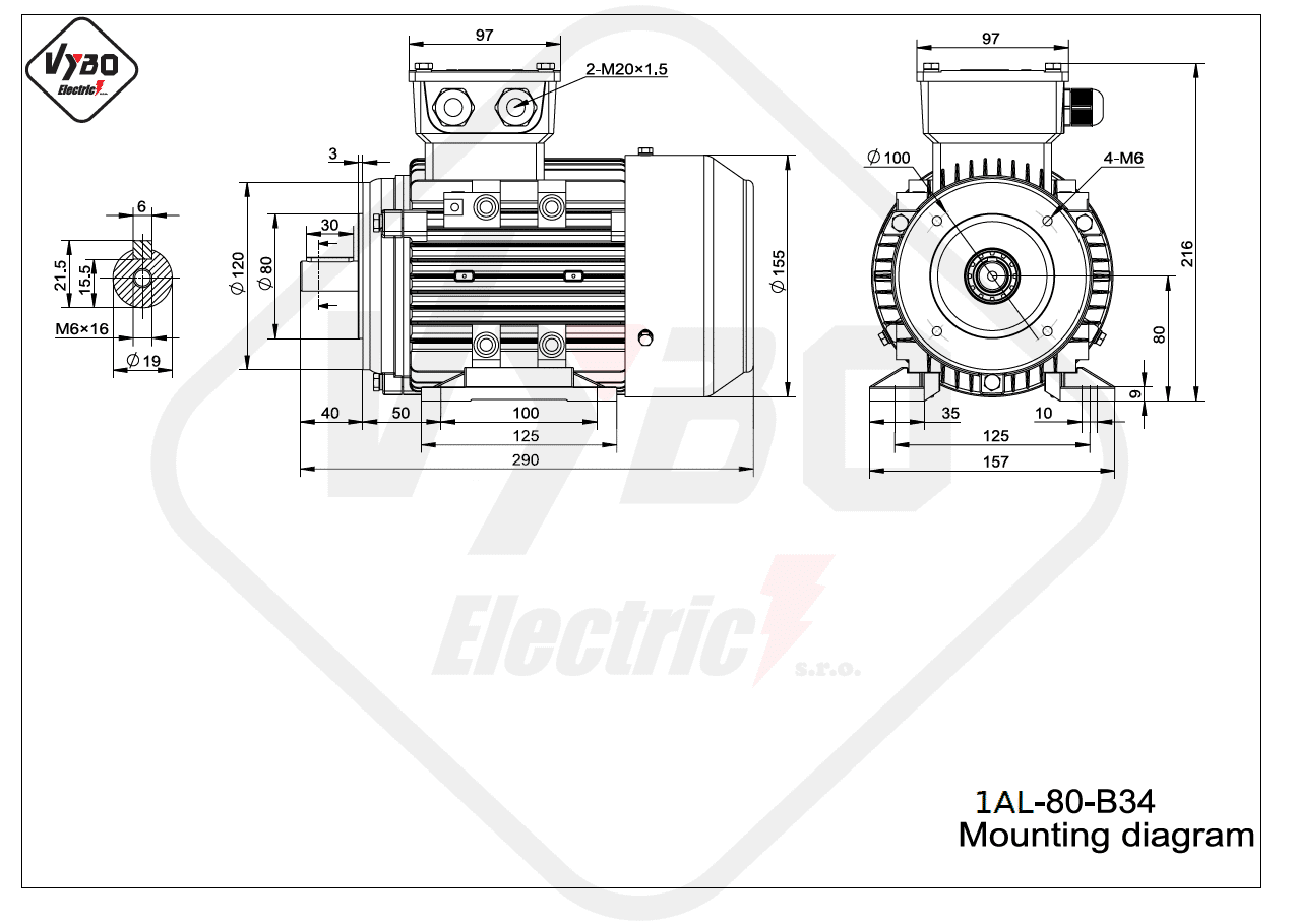 rozmerový výkres elektromotor 1AL 80 B34 online