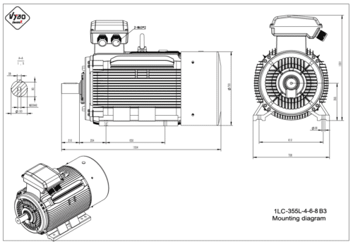 rozmerový výkres elektromotor 1LC 355L B3
