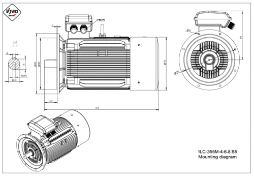 rozmerový výkres elektromotor 1LC 355M B5