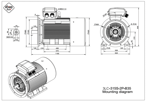 rozmerový výkres elektromotor 3LC 315S B35