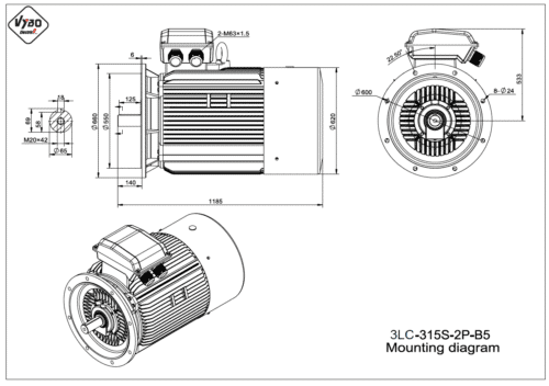 rozmerový výkres elektromotor 3LC 315S B5