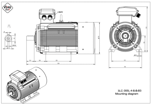 rozmerový výkres elektromotor 3LC 355L B3