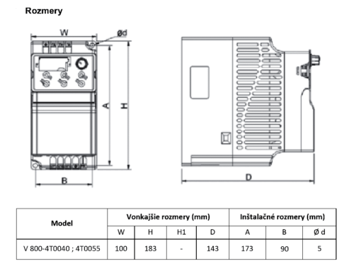 frekvenčný menič V800 5,5kW