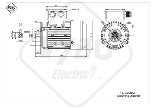 rozmerový výkres elektromotor 1AL 56 B14 online