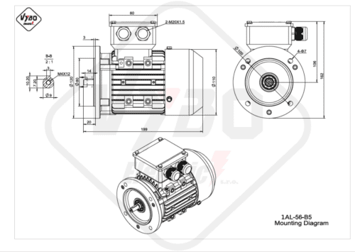 rozmerový výkres elektromotor 1AL 56 B5 online