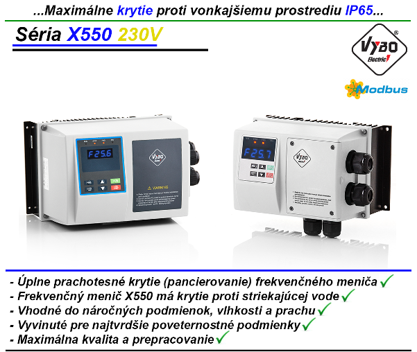 frekvenčné meniče X550 230V krytie IP65 