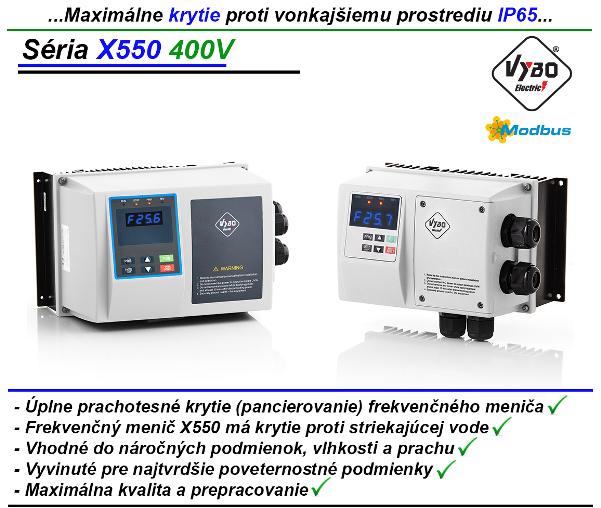 frekvenčné meniče X550 400V krytie IP65