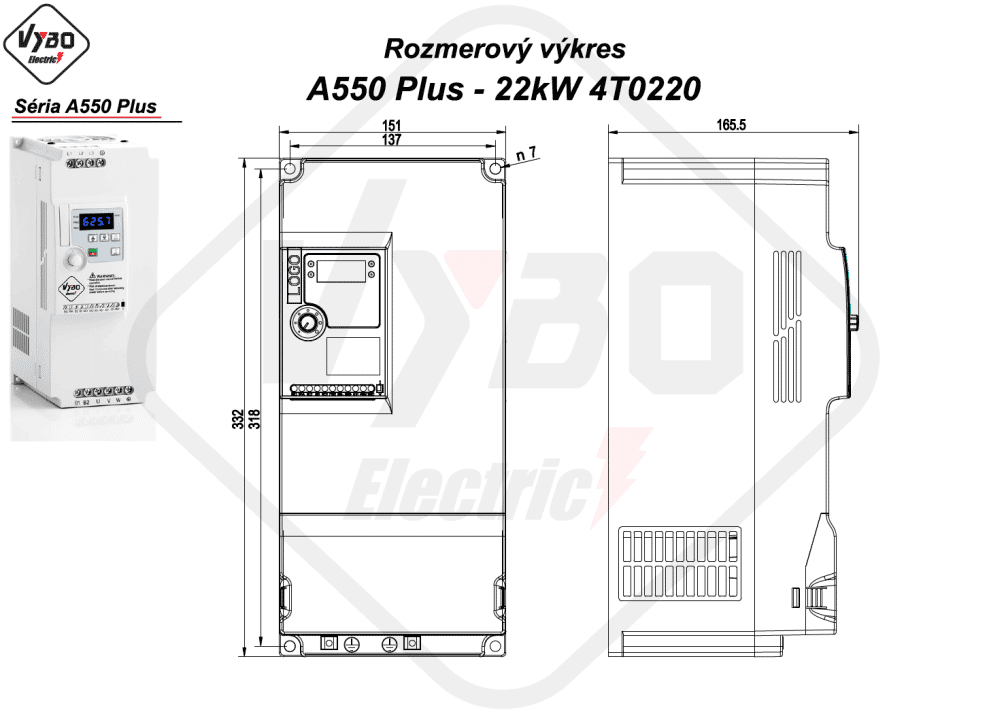 rozmerový výkres A550 Plus 4T0220