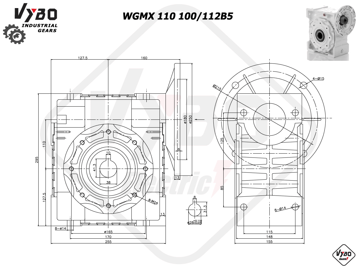 rozmerový výkres prevodovka WGMX110 100/112B5