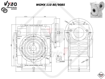 rozmerový výkres prevodovka WGMX110 90B5