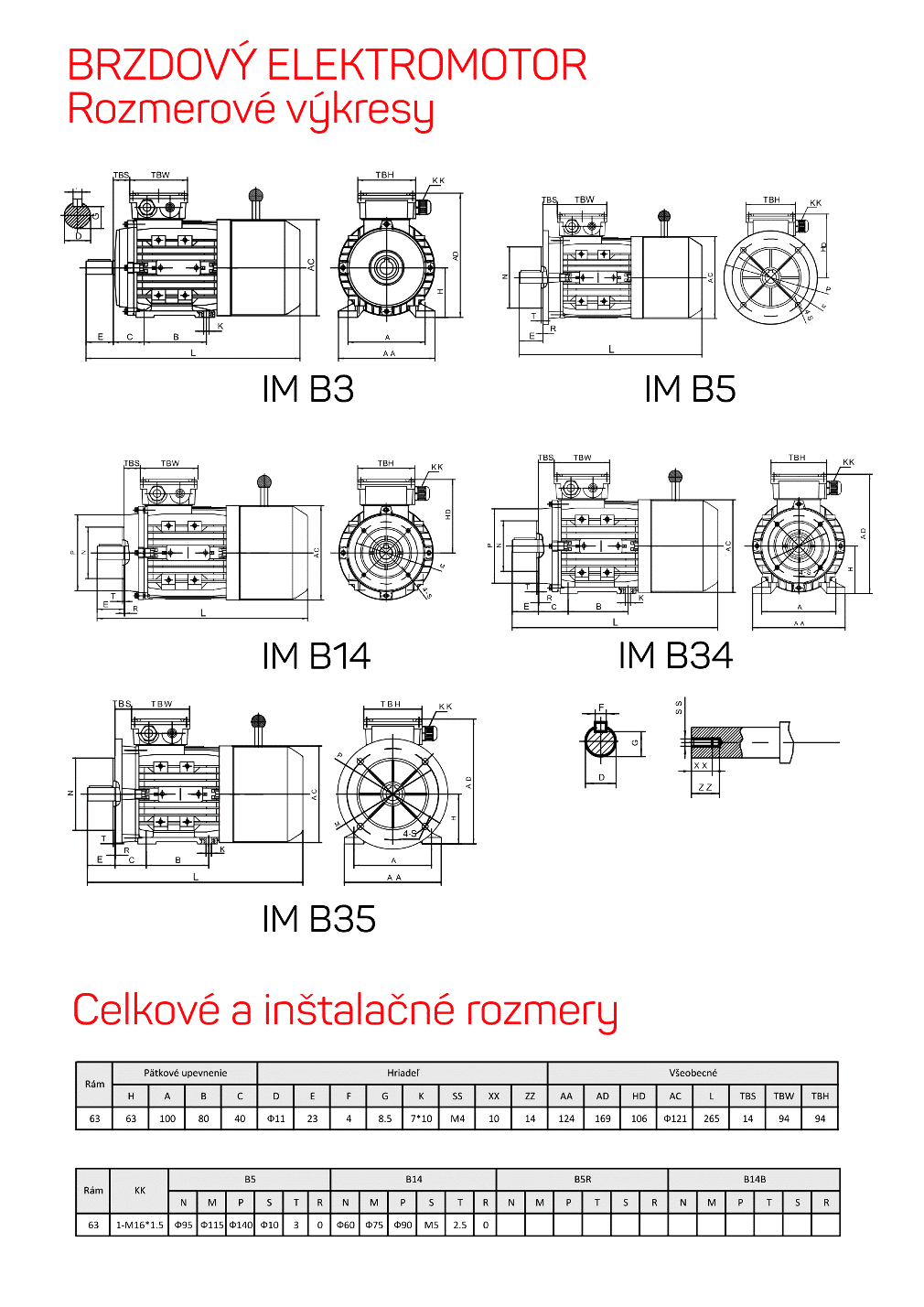 brzdové elektromotory rozmerový výkres 63