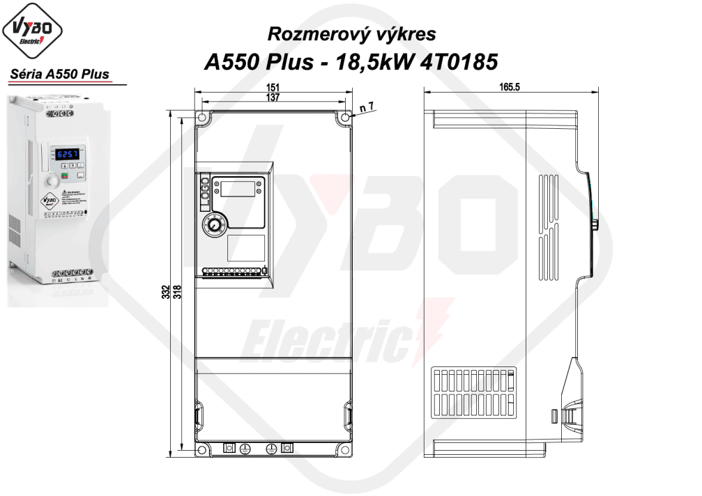 rozmerový výkres A550 Plus 4T0185